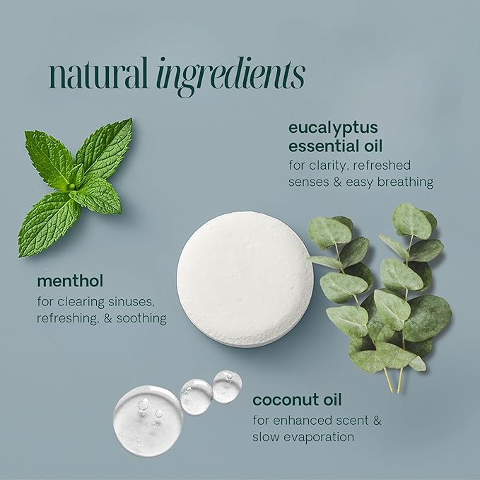 Shower Steamers Aromatherapy 10 Pack - Made in USA with Natural Essential Oils for Christmas Stocking Stuffers, Birthday Gifts for Women and Men, White Elephant, Self Care - Eucalyptus