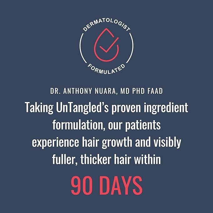 Foundation Skincare UnTangled Hair Vitamins (60-day supply) - Collagen & Biotin Supplement for Women & Men, Visibly Thicker, Faster Hair Growth