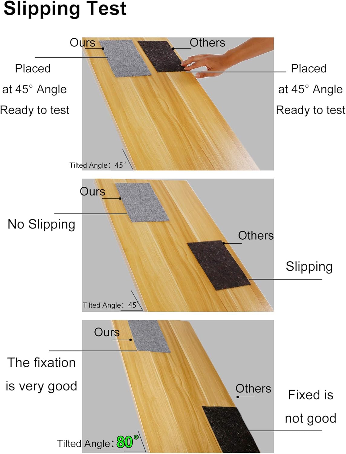 Non Slip Rug Pad Grippers - 2x4, 1/8" Thick, (Felt + Rubber) Double Layers Area Carpet Mat Tap, Provides Protection and Cushioning for Hardwood or Tile Floors