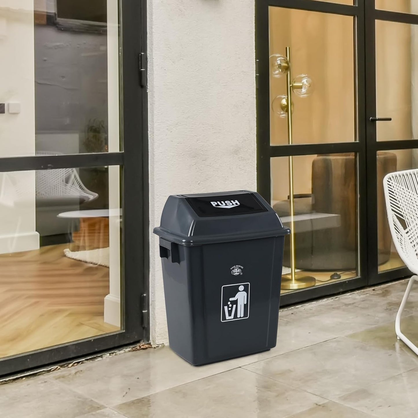 6 Gallon Plastic Swing Lid Garbage Can, Office Trash Can with Swing Top Lid, 4-Pack