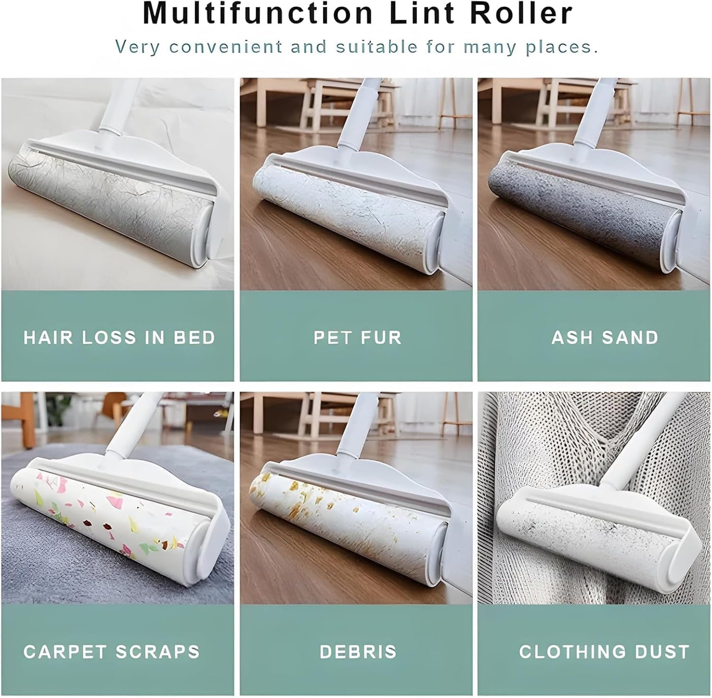 YHPDVI Lint Roller for Pet Hair – 7.5" Extra Wide Sticky Roller with 2 Refills & Long Handle | Heavy Duty Fur Remover for Couch, Carpet, Bed, Clothes | Large-Surface Lint Brush for Dog Cat Hair