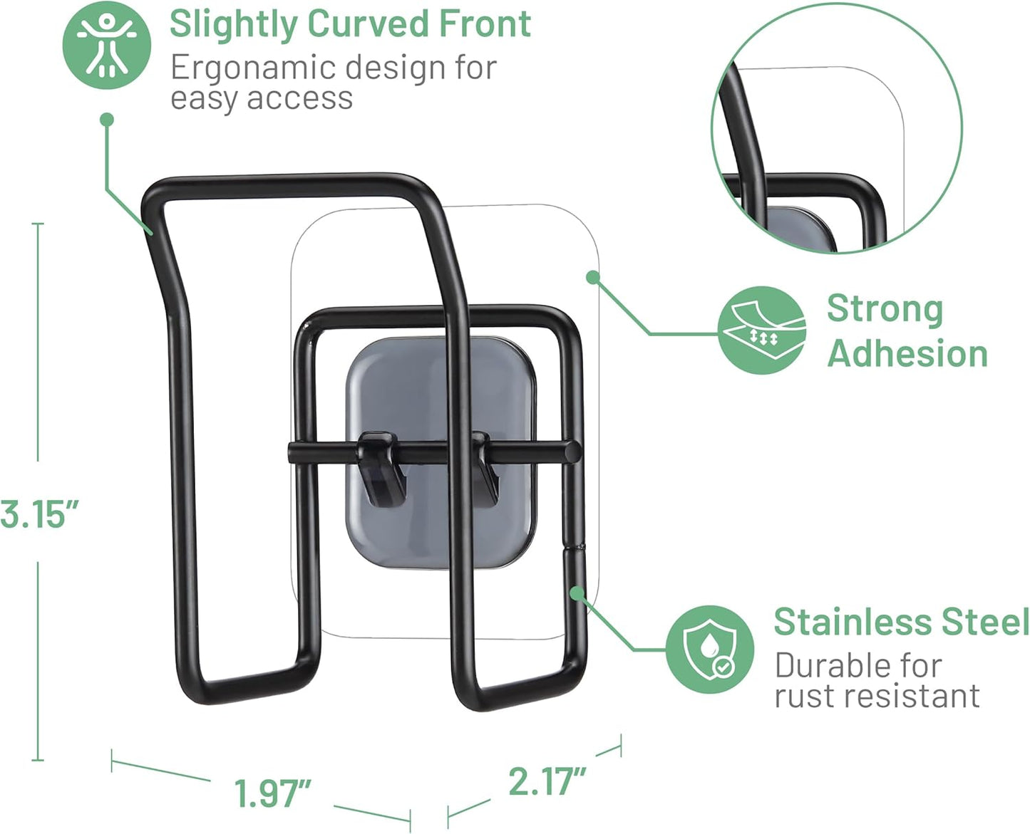 Hook LAB Reusable Sponge Holder for Kitchen Sink & Bathroom Organizer, Mountable Rack for Sponges, Scrubbers, Soaps and Brushes (Black)