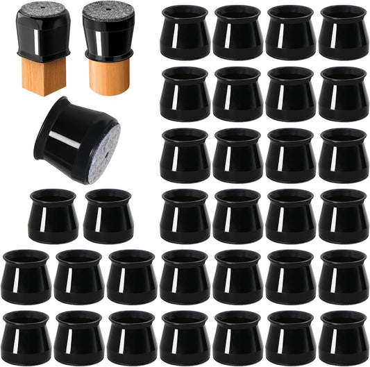 32 Pcs Chair Leg Protectors for Hardwood Floors, Silicone Felt Furniture Leg Cover Pad for Protecting Floors from Scratches and Noise, Smooth Moving, Large(Fit Round Diameter：1-5/16" to 2")