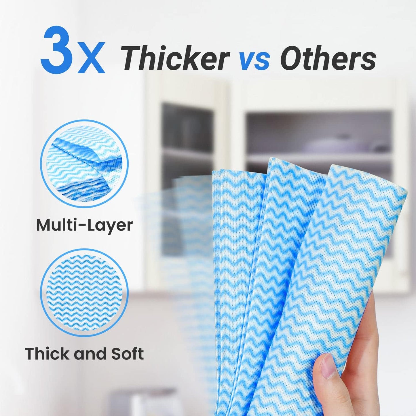 Reusable Cleaning Cloths Dish Paper Towels, Domestic Cleaning Towels, Multipurpose Quick-Dry Rag Dish Cloths Heavy Duty Handy Wipes for Kitchen 25 Count 14.2"X15.7", Blue