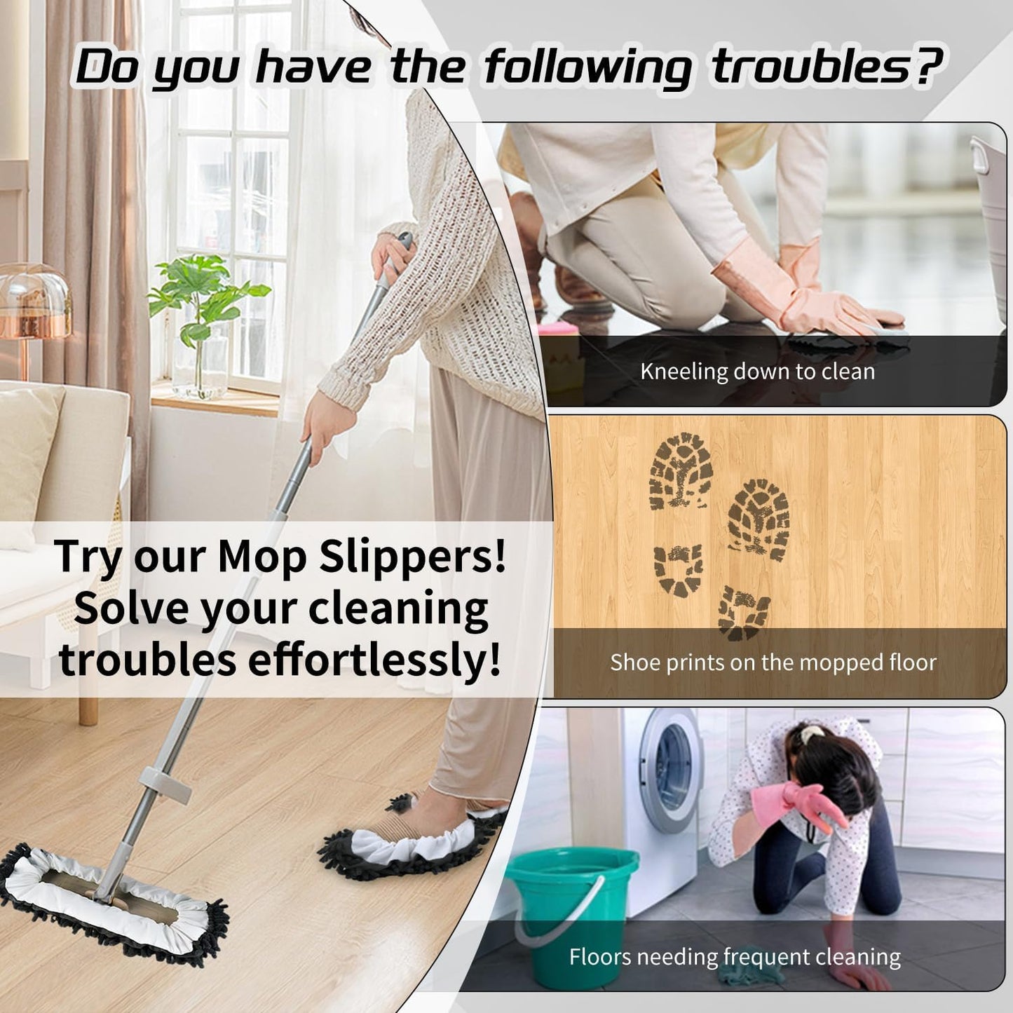 Mop Slippers Socks Floor Cleaning,Microfiber Shoe Covers dust Washable Reusable for Woman Man House Kitchen