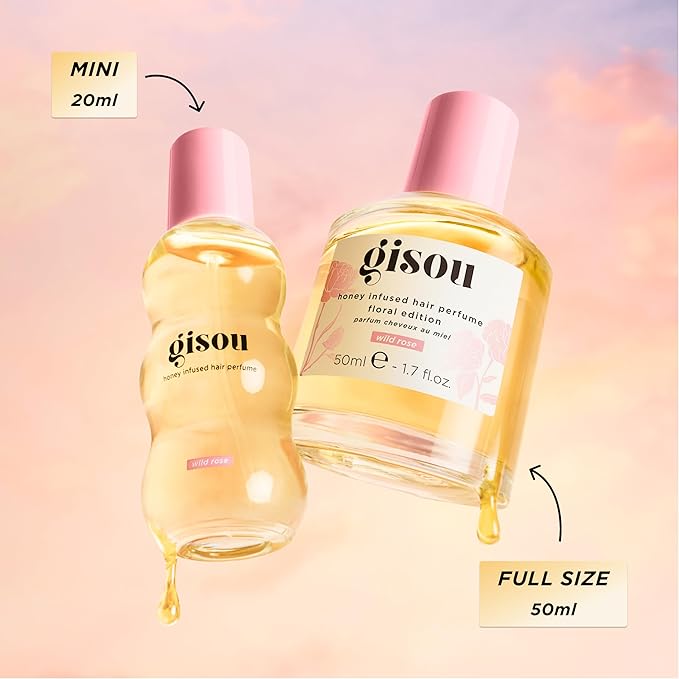 Gisou Honey Infused Hair Perfume Floral Edition - Wild Rose, A Wild Elegant Fragrance with a Romantic and Sensual Scent, Nourishing and Hydrating Hair Shine Spray (1.7 fl oz)