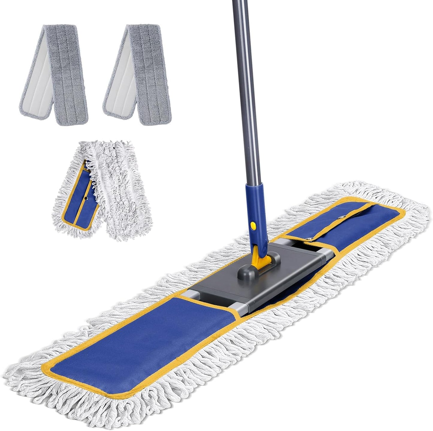 36" Commercial Mop for Floor Cleaning, Masthome Heavy Duty Industrial Mop with 3 Pads, Professional Microfiber Mops with 60'' Long Handle,Large Dust Mops for Office Garage Warehouse Factory Mall(Blue)