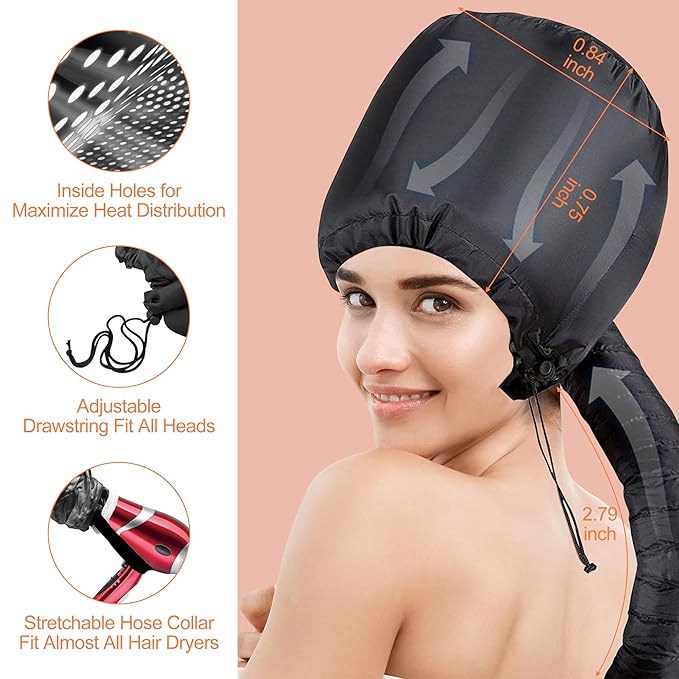42 pcs 7" Flexi Rods,Hair Curlers Rollers Flexible Curling Rods,Heatless Bendy Foam Curls for Long,Medium,Short Hair to Sleep in,with Hair Dryer Bonnet for Quick Shaping(Black)