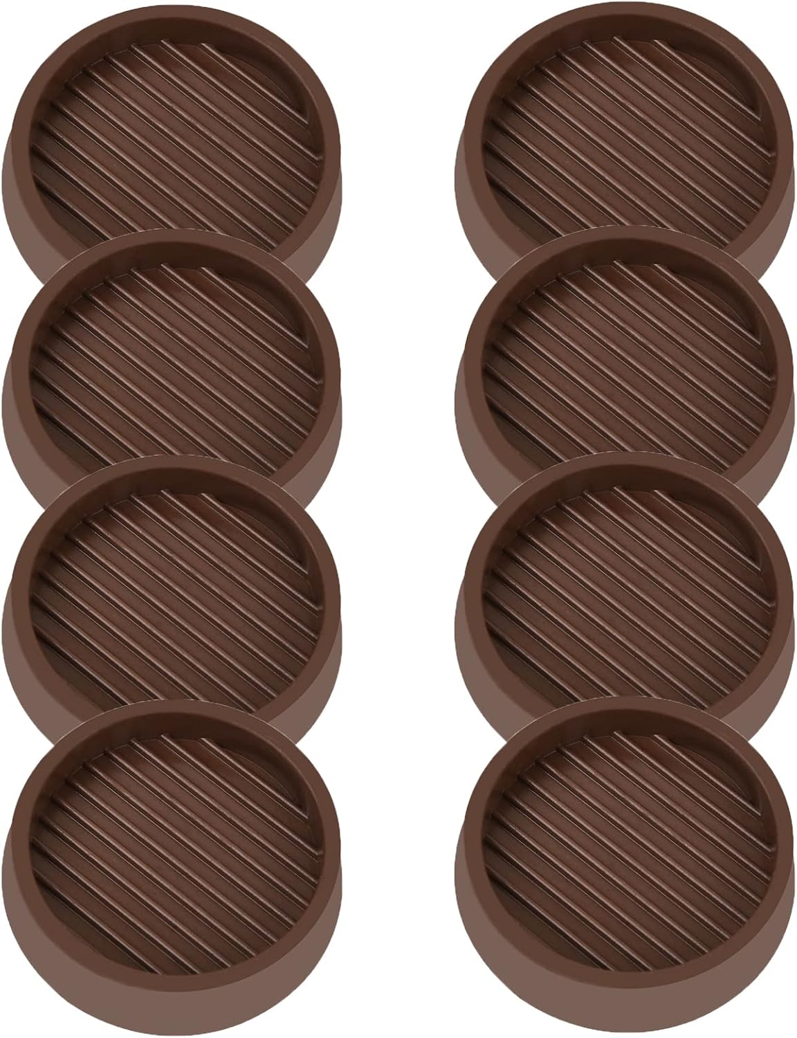 2X2 Round Rubber Caster Cups, Non Slip Furniture Pads, Anti-Slip Gripper, Anti Skid Furniture Feet, Anti Slide Floor Protector for Bed Couch Table Chair Stoppers (Brown, 8 Pack)