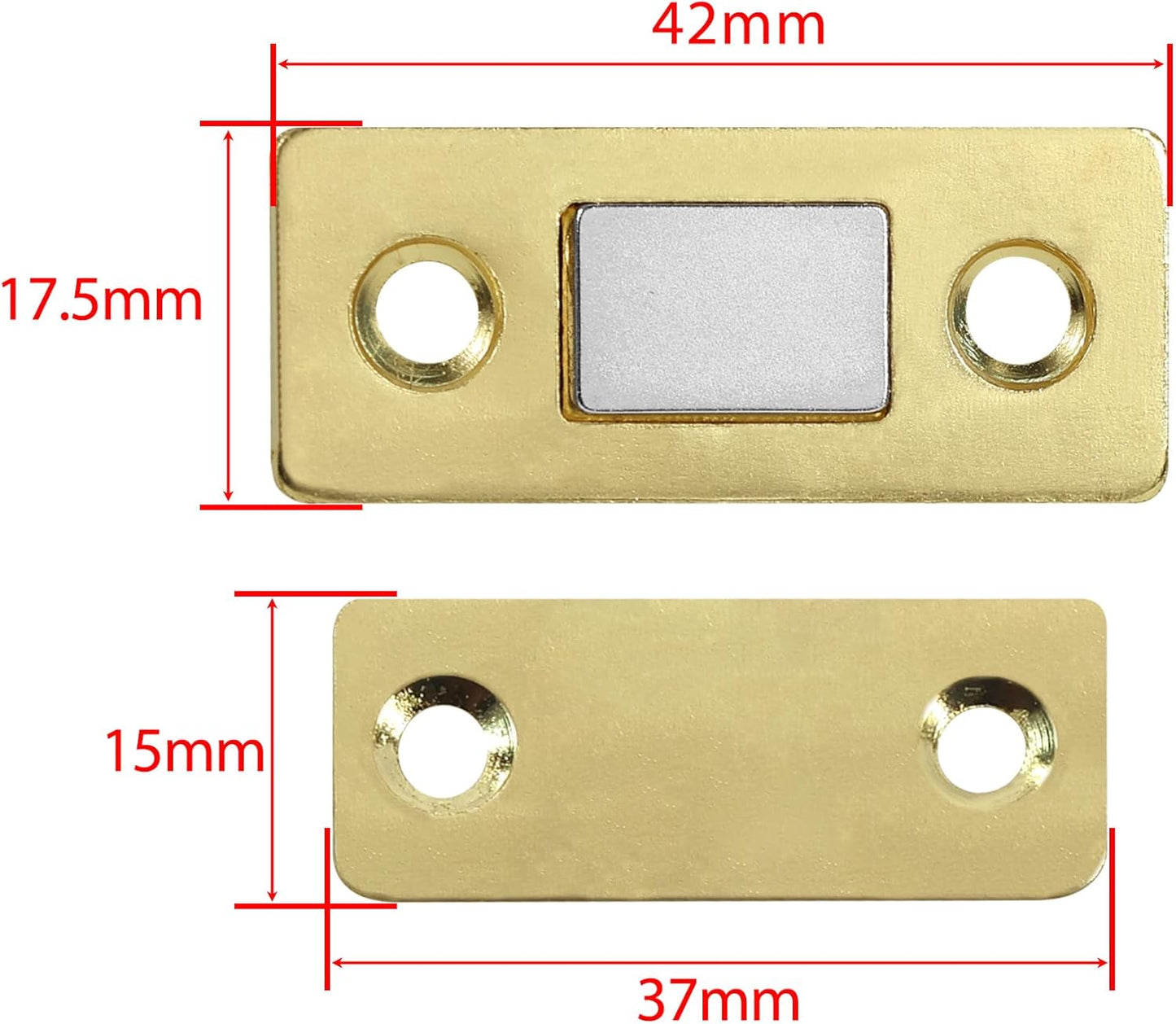 Cabinet Magnetic Catch, 10 Pack Gold Ultra Thin Magnetic Cabinet Door Catch, Adhesive Cabinet Magnets for Kitchen Drawer Cabinet Door Closet, Concealed Strong Magnetic Cabinet Latch