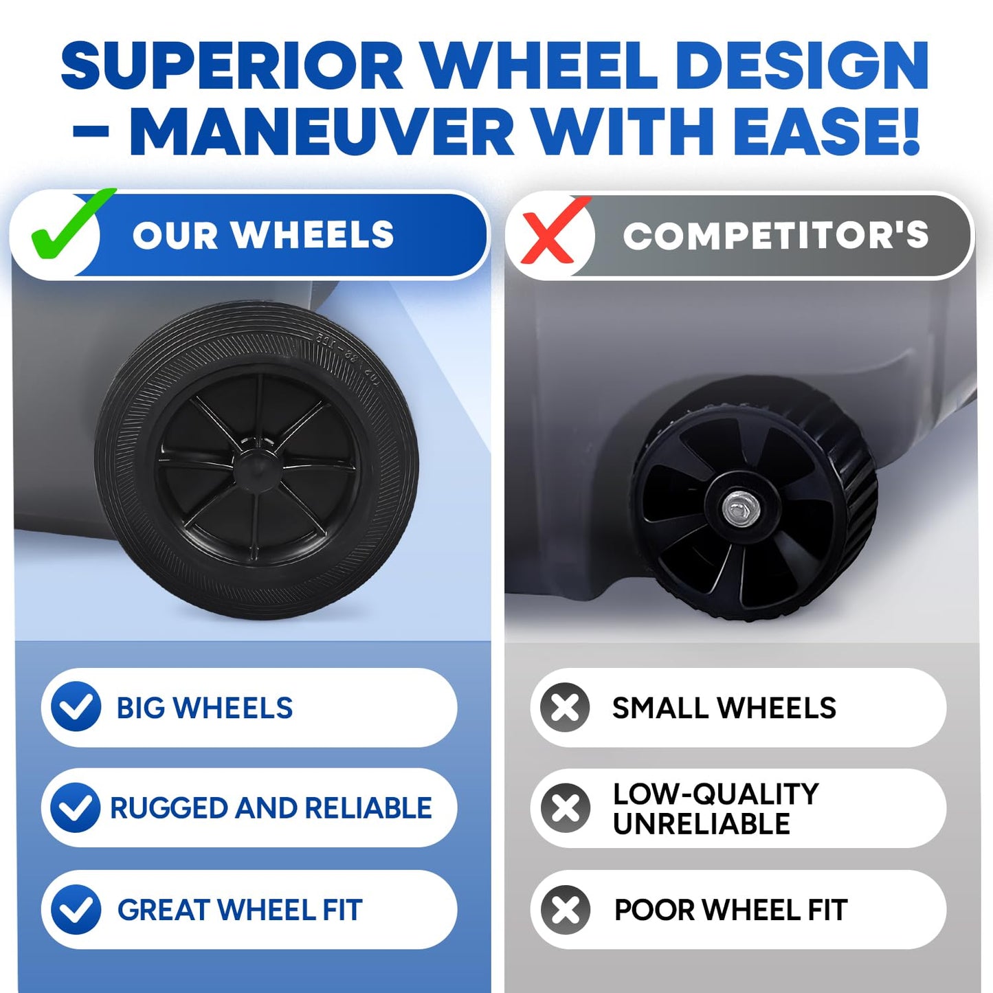 27 Gallon Outdoor Trash Can with Lid and Wheels Small Outdoor Garbage Can with Wheels Outside Heavy-Duty Rolling Trash Bin for Home Office Commercial Use, Gray