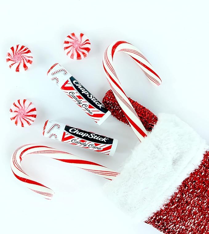 ChapStick Bulk Lip Balm, Candy Cane, 12-Pack – Fresh & Minty Lip Moisturizer, Stocking Stuffer, 0.15 Oz Ea