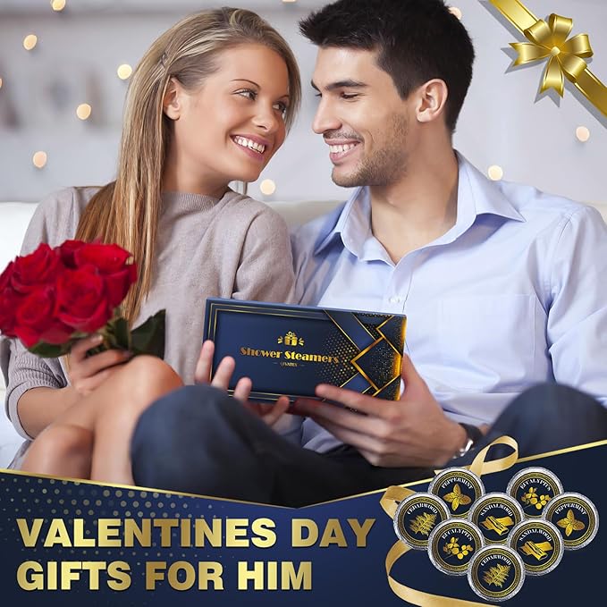 Shower Steamers Aromatherapy, Birthday Gifts for Men, SPA Self Care Relaxation Stress Relief Natural Essential Oils Bath Bombs, Christmas Stocking Stuffers for Dad Husband Boyfriend (8 Pack)