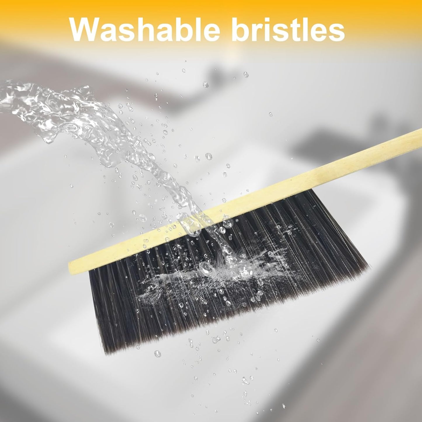 2 Pcs Hand Broom Brush, Wooden Handle Soft Bristle Cleaning Dust Brush，for Furniture, Bed, Car, Bench, Crevice Cleans, Sofa, Fireplace, Clothes (Straight Handle)