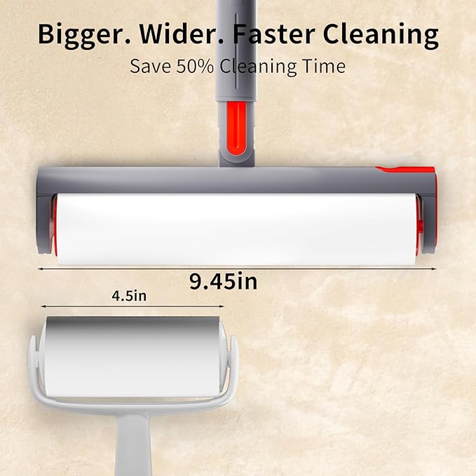 Large Lint Roller Refill 640 Sheets(8 Pack) Value Set, Extra Sticky, Easy Tear for Lint Remover, 9.45 in Pet Mega Extreme Stick Refill for Floor Roller Cleaning for Pet Hair