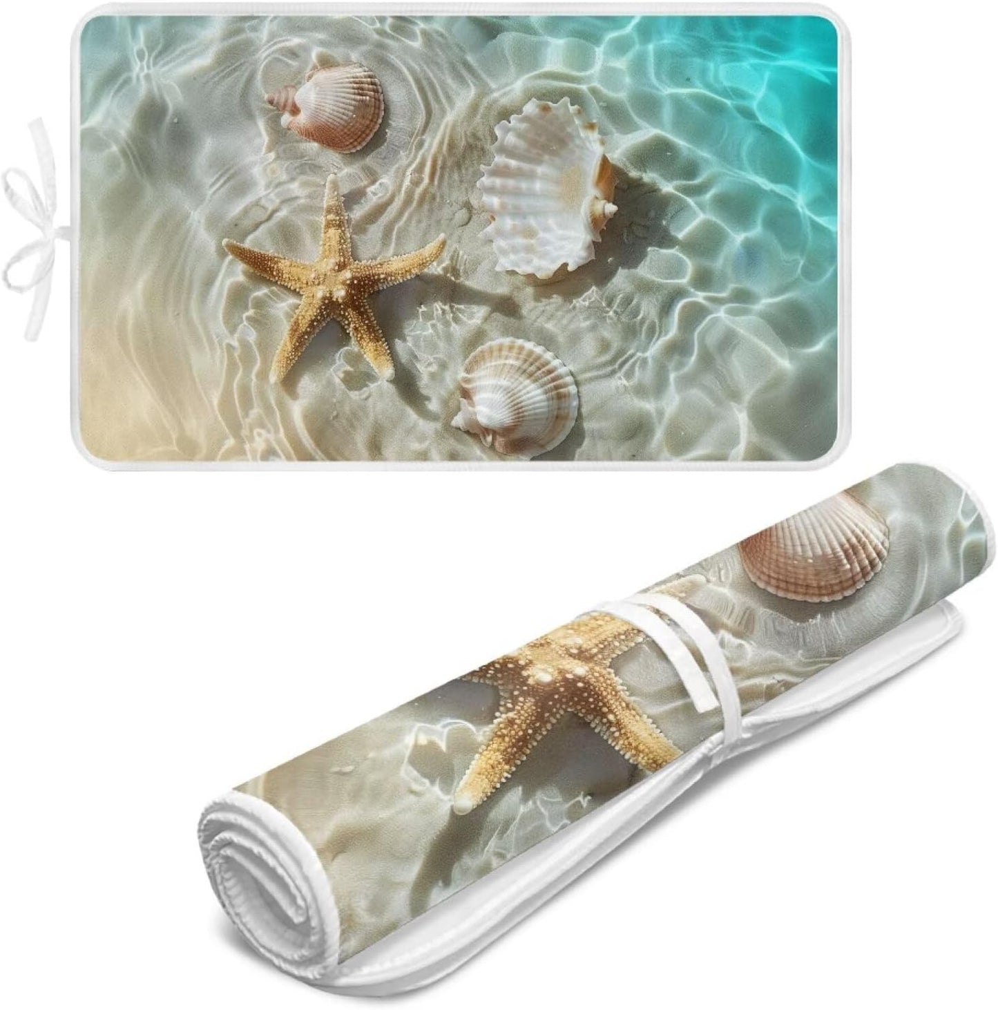 Ironing Mat Thickened Beach Starfish Ironing Blanket Travel Portable Ironing Pad Travel Isolate Heat Pad Cover for Washer Dryer Table Top Countertop 32 x 16 Inch