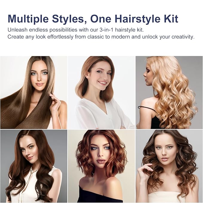 Hair Straightener and Curler, PARWIN PRO BEAUTY 1'' Flat Iron, 1.25'' Curling Iron Hair Straightener Brush with Detachable Power Cord, LED Temp Control Instant Heat Up for Gift Travel, Prussian Blue