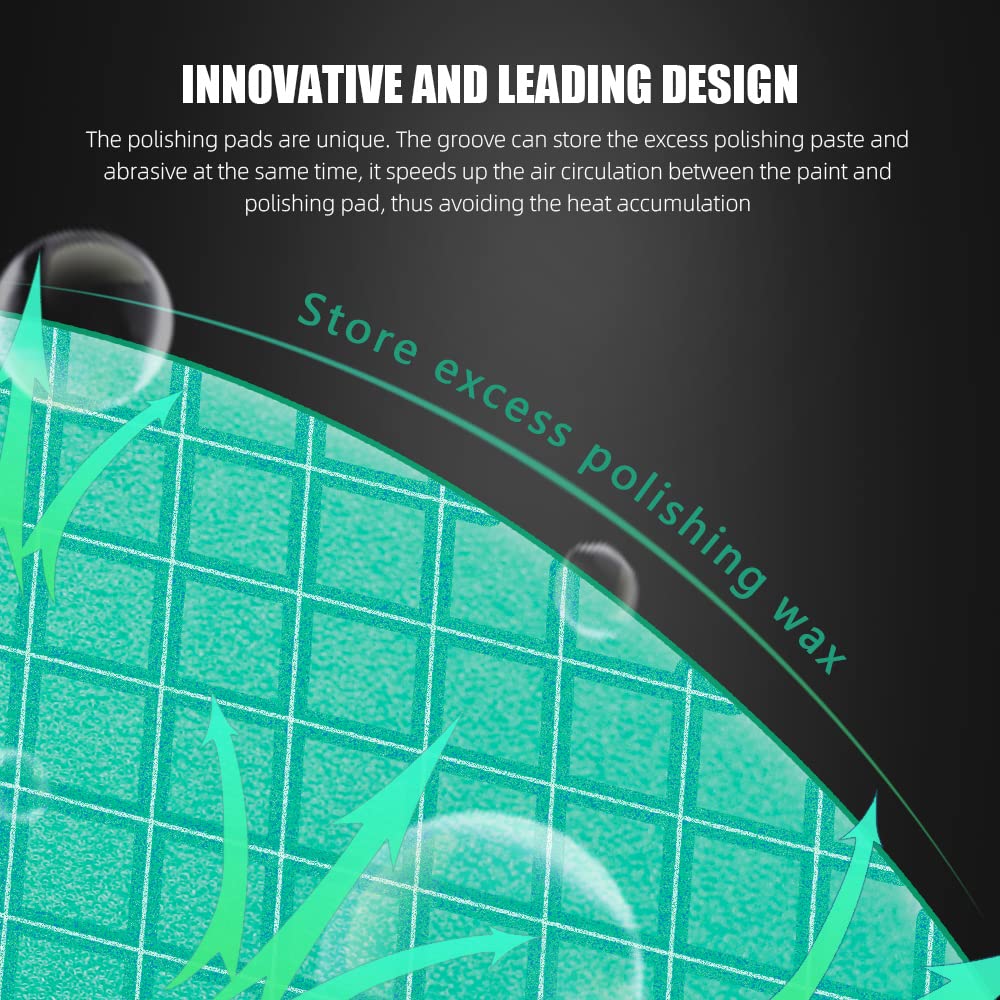 Green Heavy Cut Pad, Buffing Polishing Pads, SPTA 1Pc 6.5 Inch Face for 6 Inch 150mm Backing Plate Compound Buffing Sponge Pads for Car Buffer Polisher Compounding, Polishing and Waxing -FPTSS6G