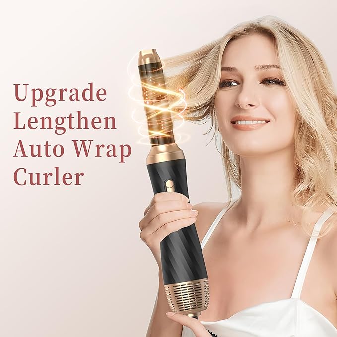 6 in 1 Hair Dryer Brush, Upgrade Detachable Blow Dryer Brush Air Styler Wrap Air Curler, Curly Twist Hot Curling Iron, Negative Ion Blow Dryer Hot Styler, Travel Hair Styling Tool