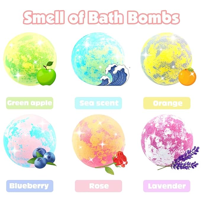 Bath Bombs for Kids Girls with Surprise Inside 6 Large Organic Bubble Kids Bath Bombs with Jewelry Toys Inside Safe & Natural Bathbombs Birthday Christmas Easter Surprise Princess Gifts Set for Girls