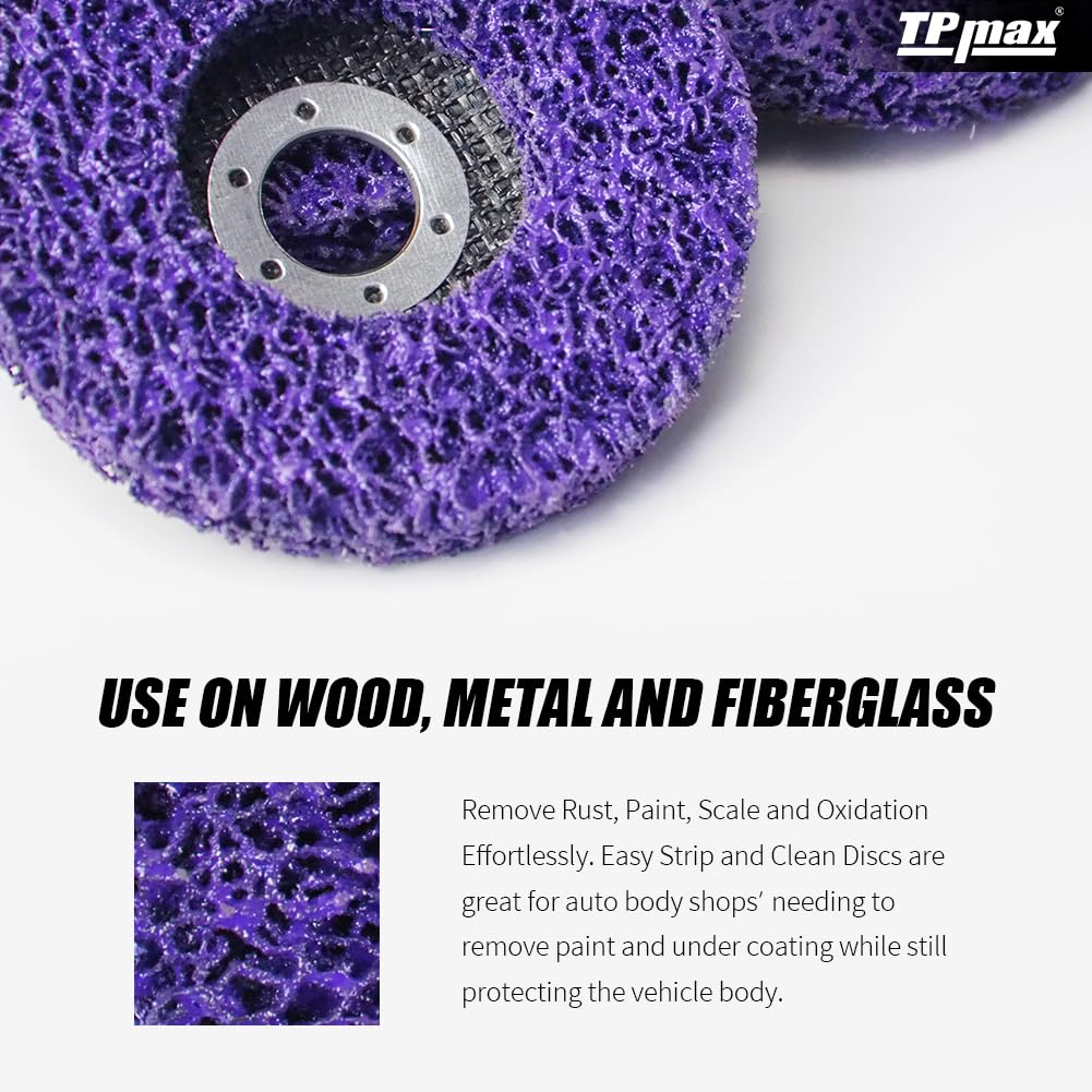 4-1/2" x7/8'' Stripping Discs Rust Remover Wheel Remove Paint and Oxidation Poly Strip Wheel Disc Abrasive Angle Grinding Wheel - 10 Pack(Purple)