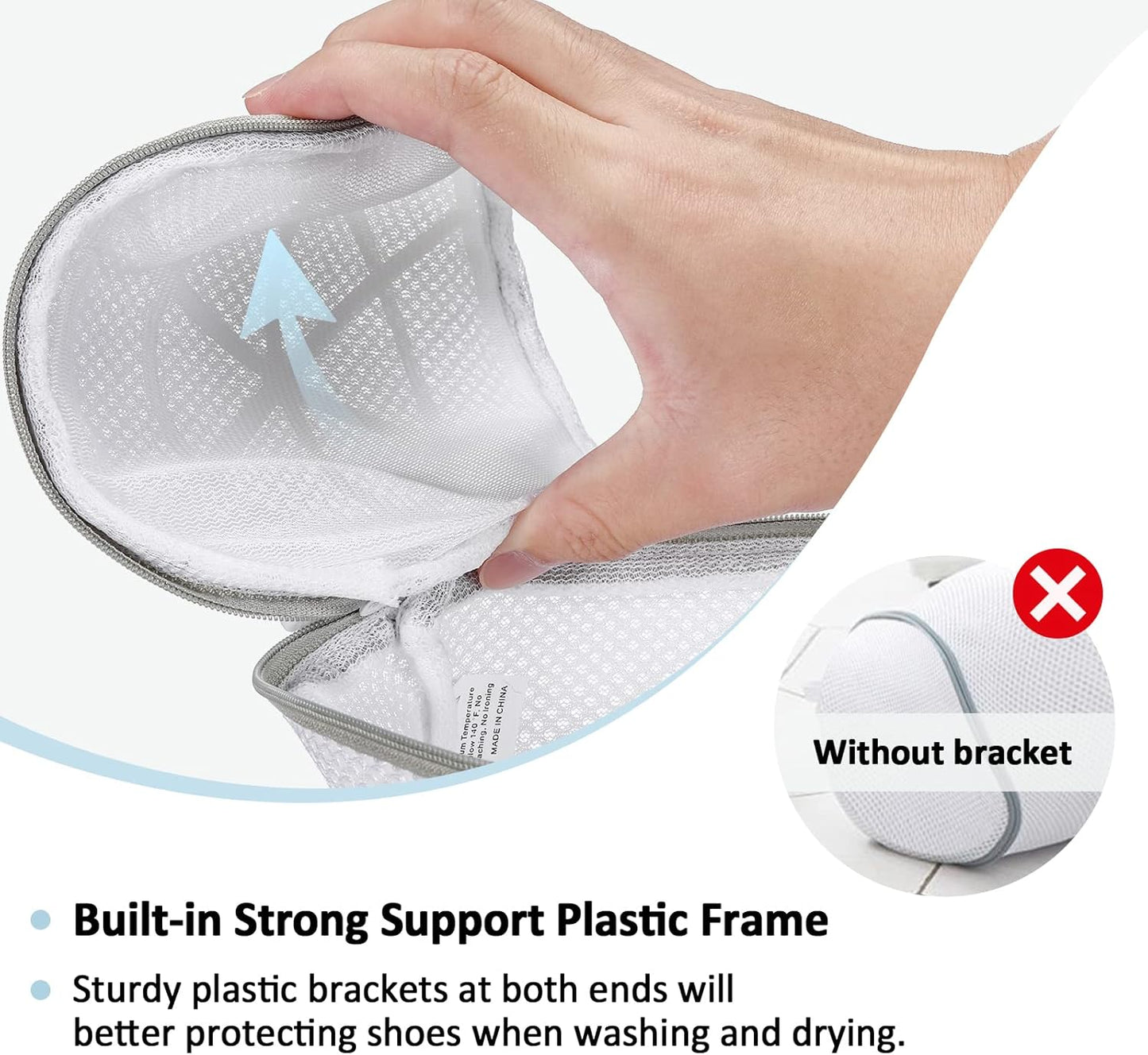 GOGOODA Shoe Washing Bags Mesh Laundry Wash Bag for Washing Machine, Sneaker Cleaning Bag-7"×15", 2 Pack