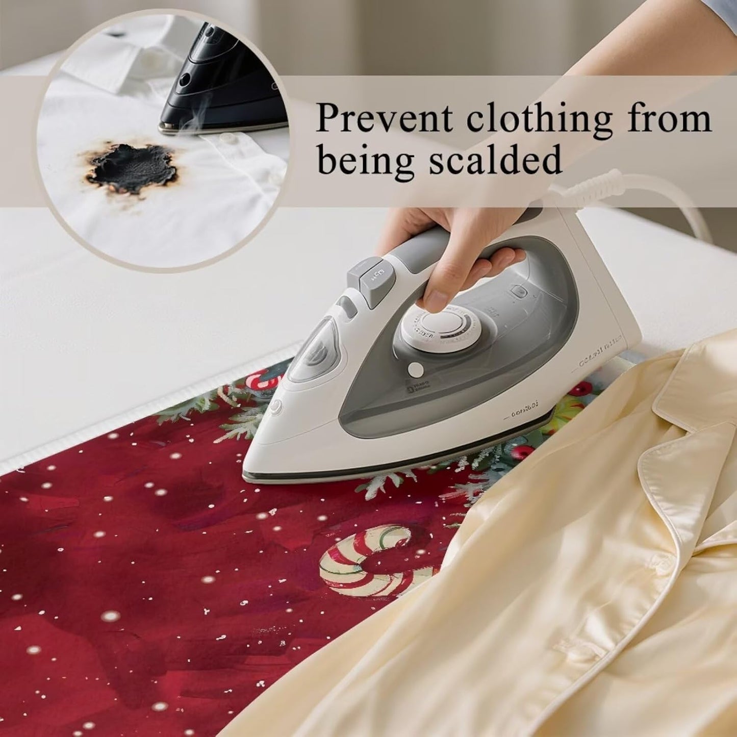 Ironing Mat Christmas Portable Iron Pad Magnetic Cover and Padding for Top of Washer, Dryer, Tabletop, Countertop,Travel Small Size Snowman Ironing Pads 32 x 16 Inch