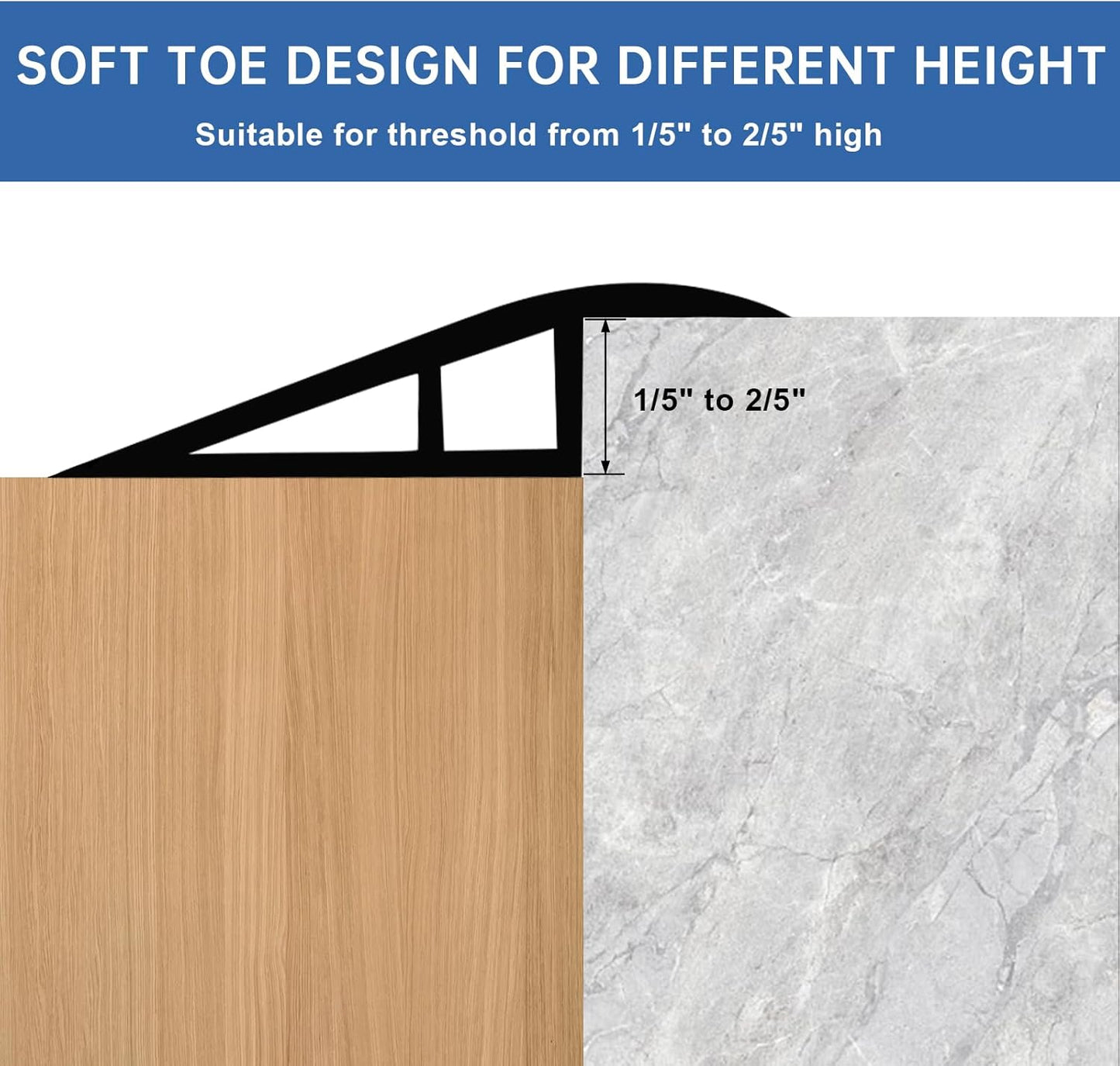 Vinyl Door Threshold Flooring Transition Strip Self Adhesive Carpet Edging Strip for Laminate Doorway Edge Threshold from 1/5" to 2/5" (White, 10 Ft)