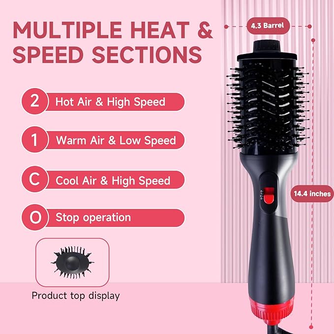 Professional 4-in-1 Hair Dryer Brush with Negative Ion Technology, Hot Air Styler, Blow Dryer and Volumizer (KD312)