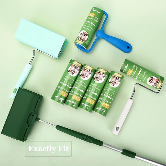 6.3 inch Lint Roller Refills Only, Extra Sticky Large Surface Lint Roller Replacement Refills 6.3 inch Long for Pet Hair Removal, Pack of 4 Refills, 90 Sheets per Refill, 360 Sheets Total