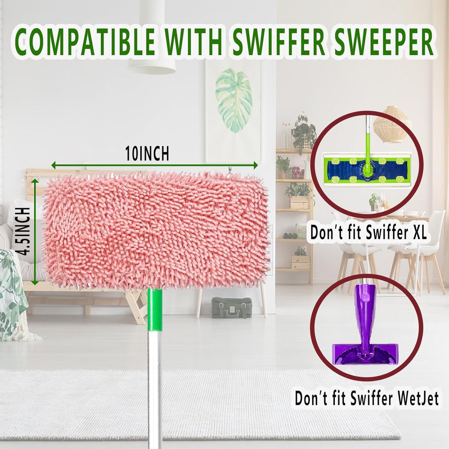 Reusable Microfiber Mop Pads for Swiffer Sweeper - Wet & Dry Cleaning Cloths - Mop Head Replacement Washable Refills for Household Floors