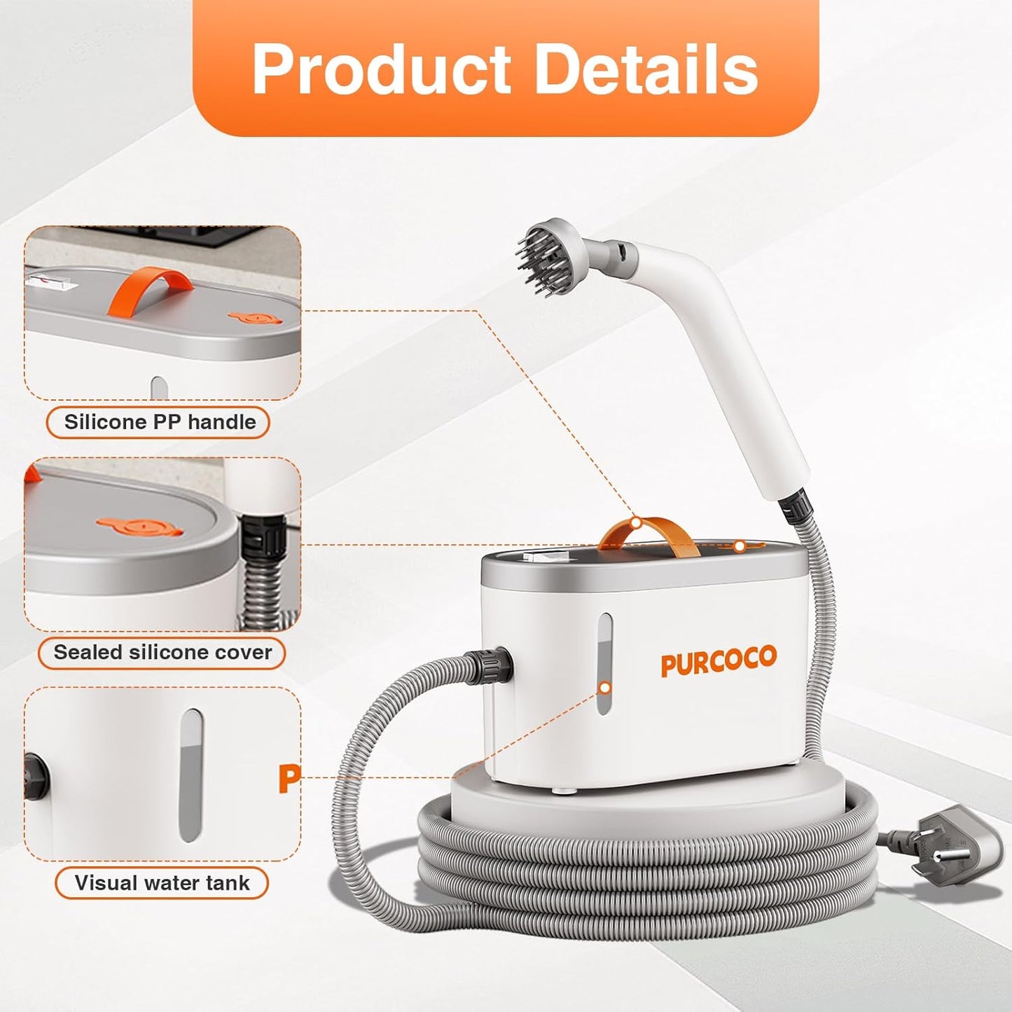 Pressurized Steam Cleaner Handheld 6 Multi-Surface Attachments small Mini Steam Cleaner for Car Grout Kitchen 30s Fast Heating Deep Cleaner for Tile Upholstery Pet Hair