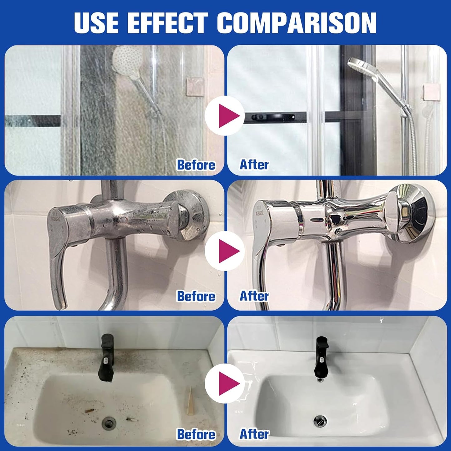 2PCS Bathroom Descaler Foam Cleaner, Stubborn Stains Cleaner, Multipurpose Bathroom Foam Cleaner Spray, Bath-room Descaler Spray for Bath-room Toilet Bath Shower Glass Sink Cleane