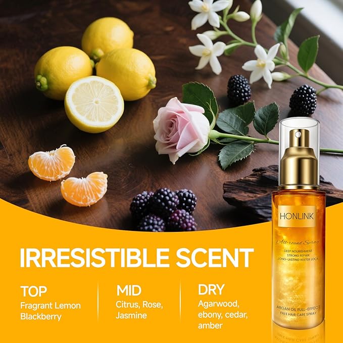 Argan Oil Multi-Purpose Hair Care Spray, Lightweight Leave-In Treatment with Vitamin E, Perfume Scent, Paraben & Sulfate Free, 3.04 Fl Oz