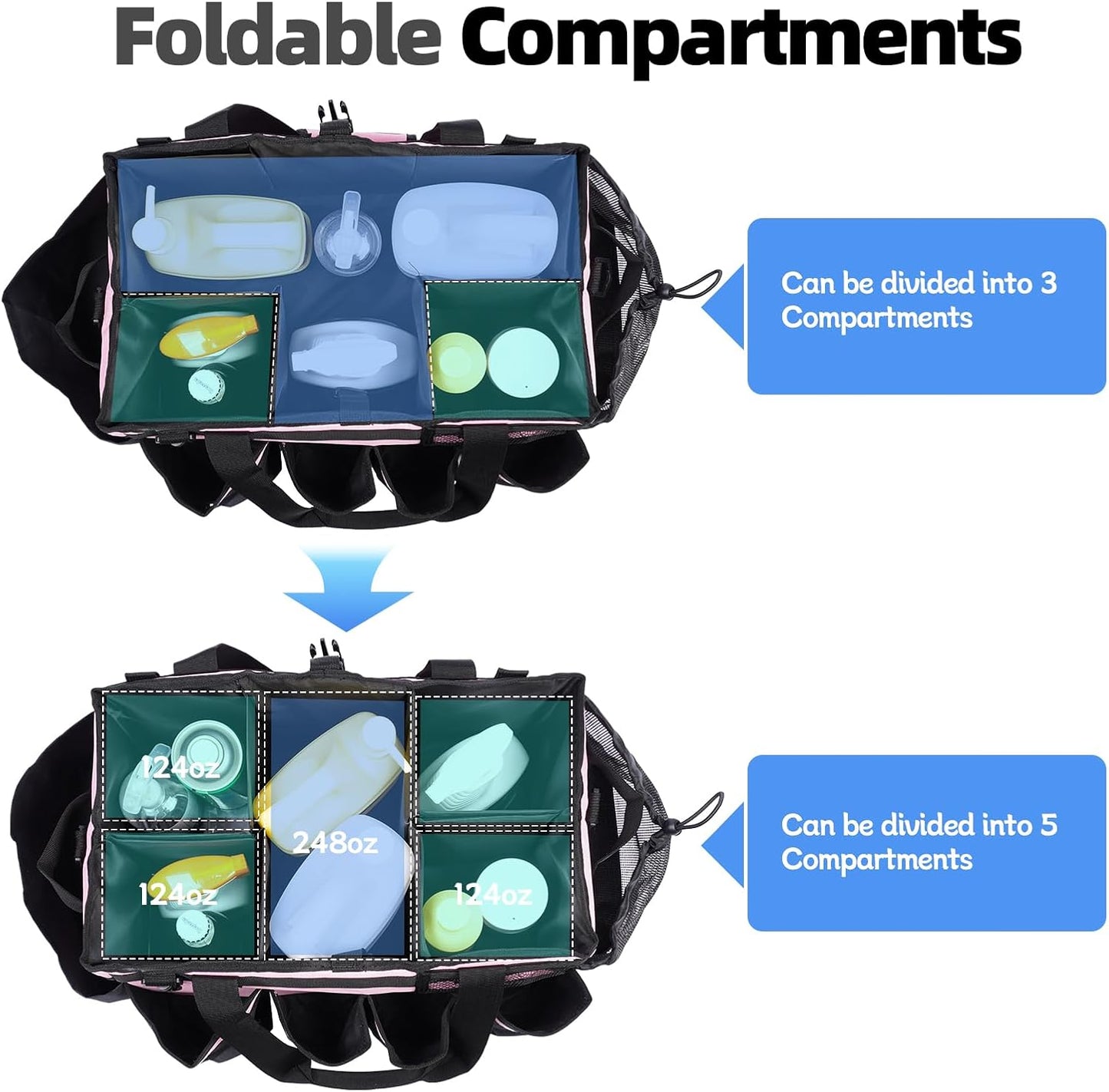 2 Large Cleaning Supplies Bags for Housekeepers for Kitchen, Pink