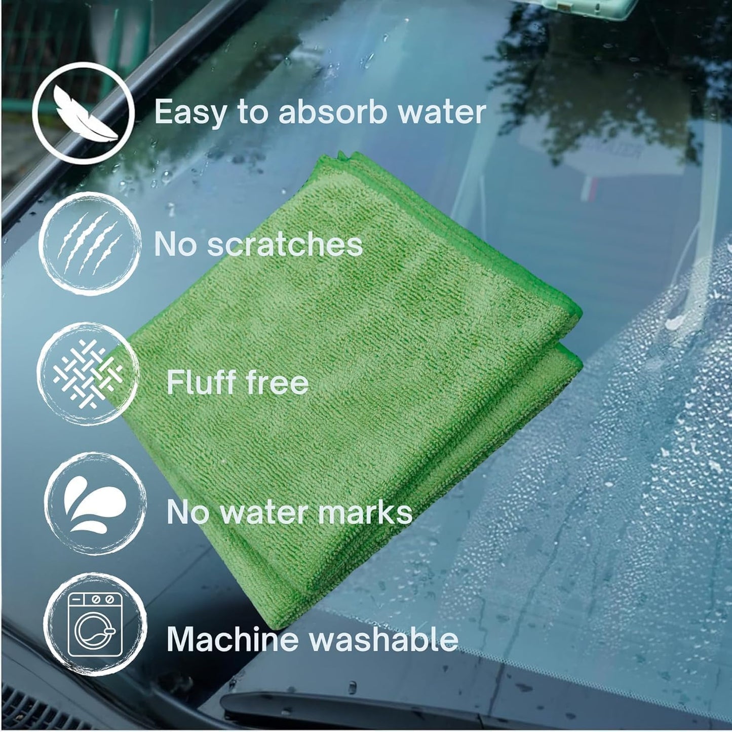 Single Microfiber Cleaning Cloth 40x40 cm - Ultra Absorbent Microfiber Cloth for Home, Kitchen Car Bathroom Rags Polish Cleaning 250 GSM (Green)