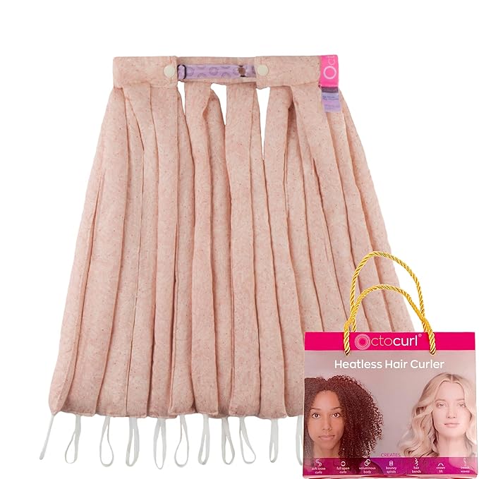 Octocurl Heatless Curls Headband - Hair Curlers to Sleep In - Heatless Curlers for Long Hair (Cotton - Pink)