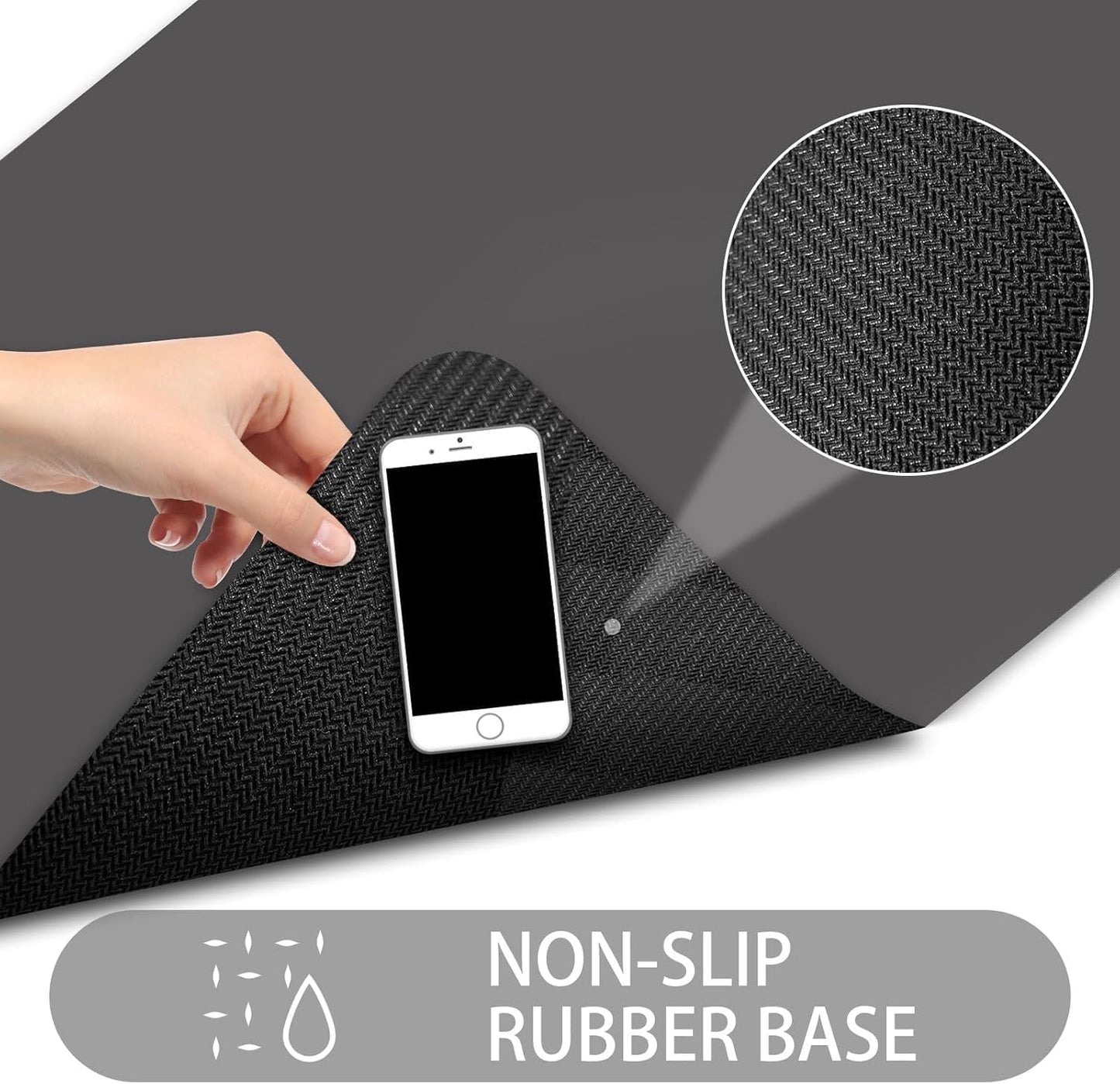 Ultra Thin Door Mat Indoor Entrance, 1/10 in Thin Door Mats for Inside Entry, Non-Slip Rubber Backing Washable Doormat, Fade Resistant, Absorbent, Low Profile Dirt Trapper, 24''X16'', Dark Grey