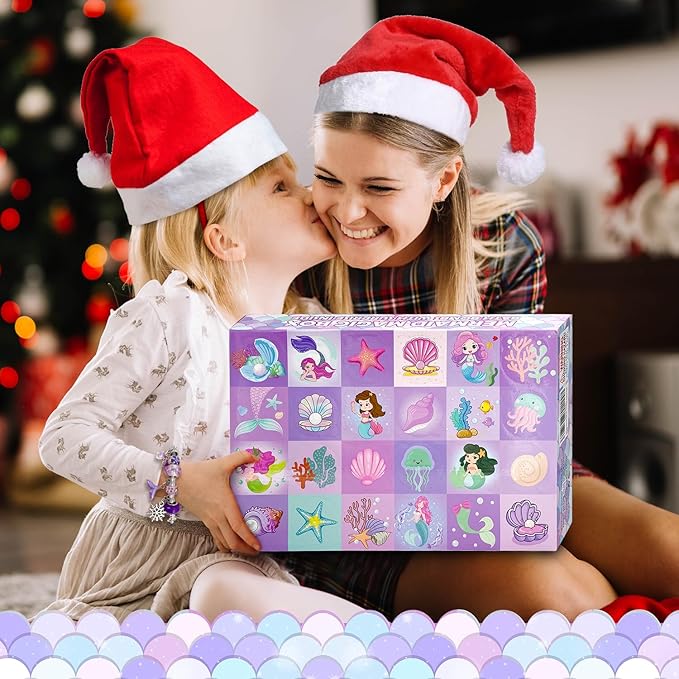 Mermaid & Unicorn Brand 24 Count Mermaid-Themed Kids Bath Bombs Set with Fruity Scents and Surprise Jewelry Inside