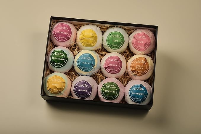 Bath Bombs Gift Set, XXL 4.2oz 12Pcs. All Natural Handmade Bathbombs With Organic Essential oils, Moisturizing Shea Butter/ Bath Salts for Relaxation/ Stress Relief .Great for any Occasions