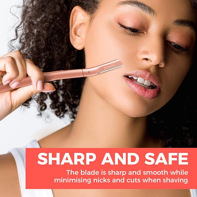 ZOMCHI Eyebrow Razor, Face Razors for Women&Men, Eyebrow Trimmer Shaper with Precision Cover,Facial Shaver with 6 Blades (Rose Gold)