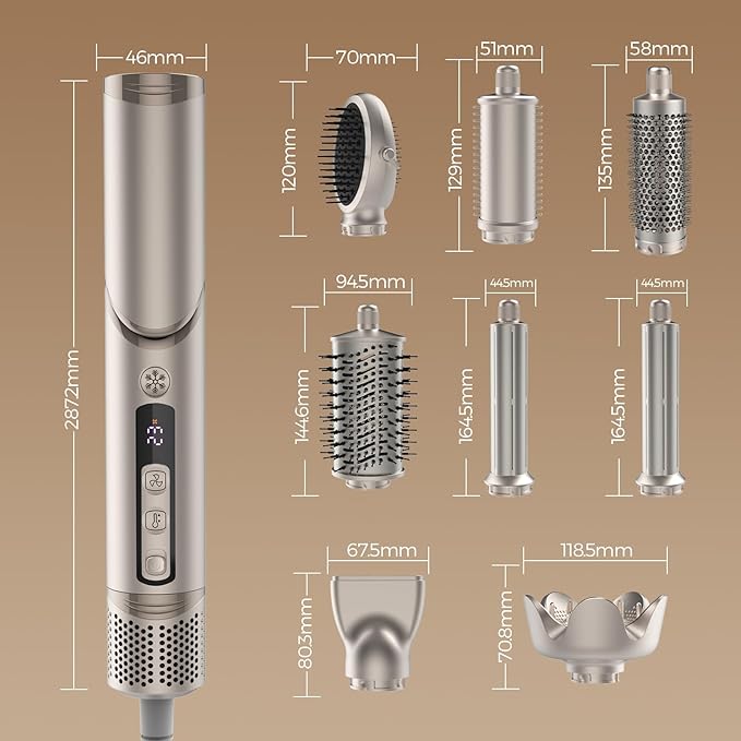 Hair Styler Hot Air Styler - Fast Drying No Heat Damage Ionic Blow Dryer Brush for Women Volumizing, Curling, Straightening, Frizz-Free Multi-Styler