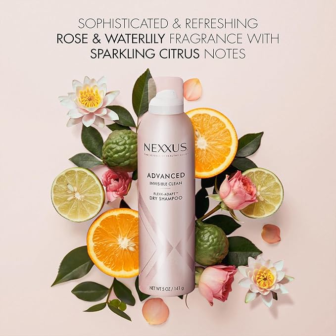 NEXXUS Dry Shampoo, Travel-Size 3-Pack, Advanced Invisible Clean – Instant Oil Control for Soft, Shiny Hair Between Washes, Rose & Waterlily Scent, 1.15 Oz Ea