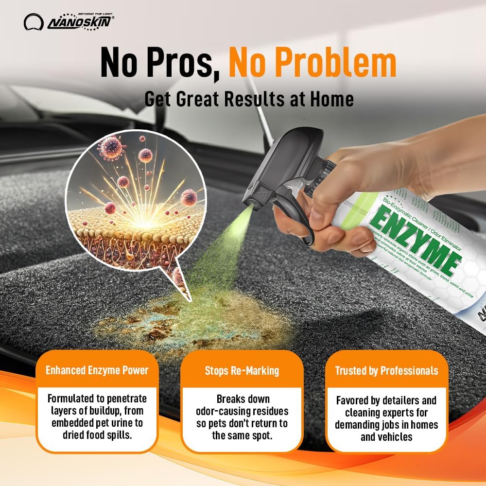 Nanoskin ENZYME Multi-Purpose Cleaner & Odor Eliminator 5 Gallon - Removes Complex Organic Stains, Dirt, Grease, and Grime from Multi Surfaces | For Automotive, Floor, Kitchen, Bathroom, Plumbing