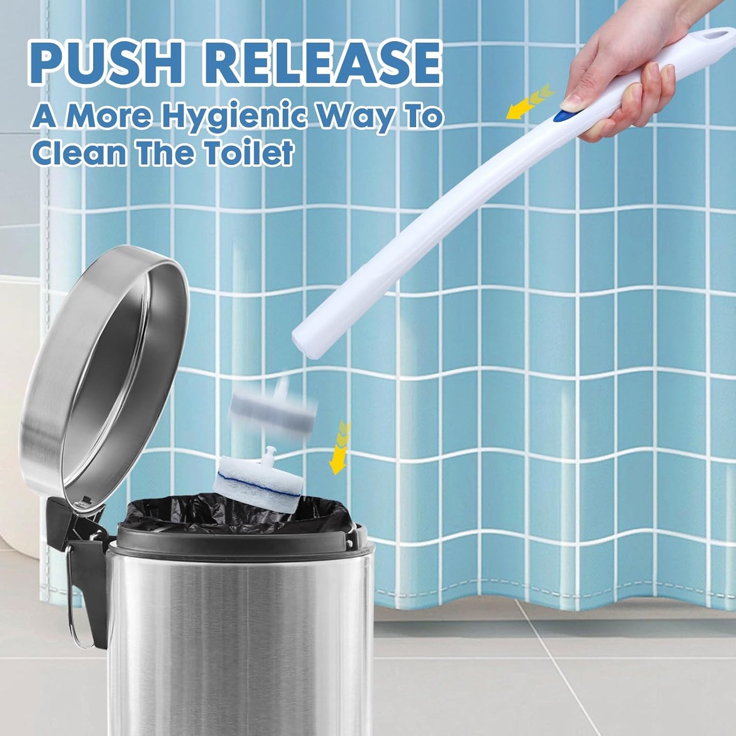 COBETE Disposable Toilet Brush Wand 2 Kit with 40 Refills, Efficient Deep Scrubbing Toilet Bowl Cleaner Wand for Bathroom Toilet Cleaning