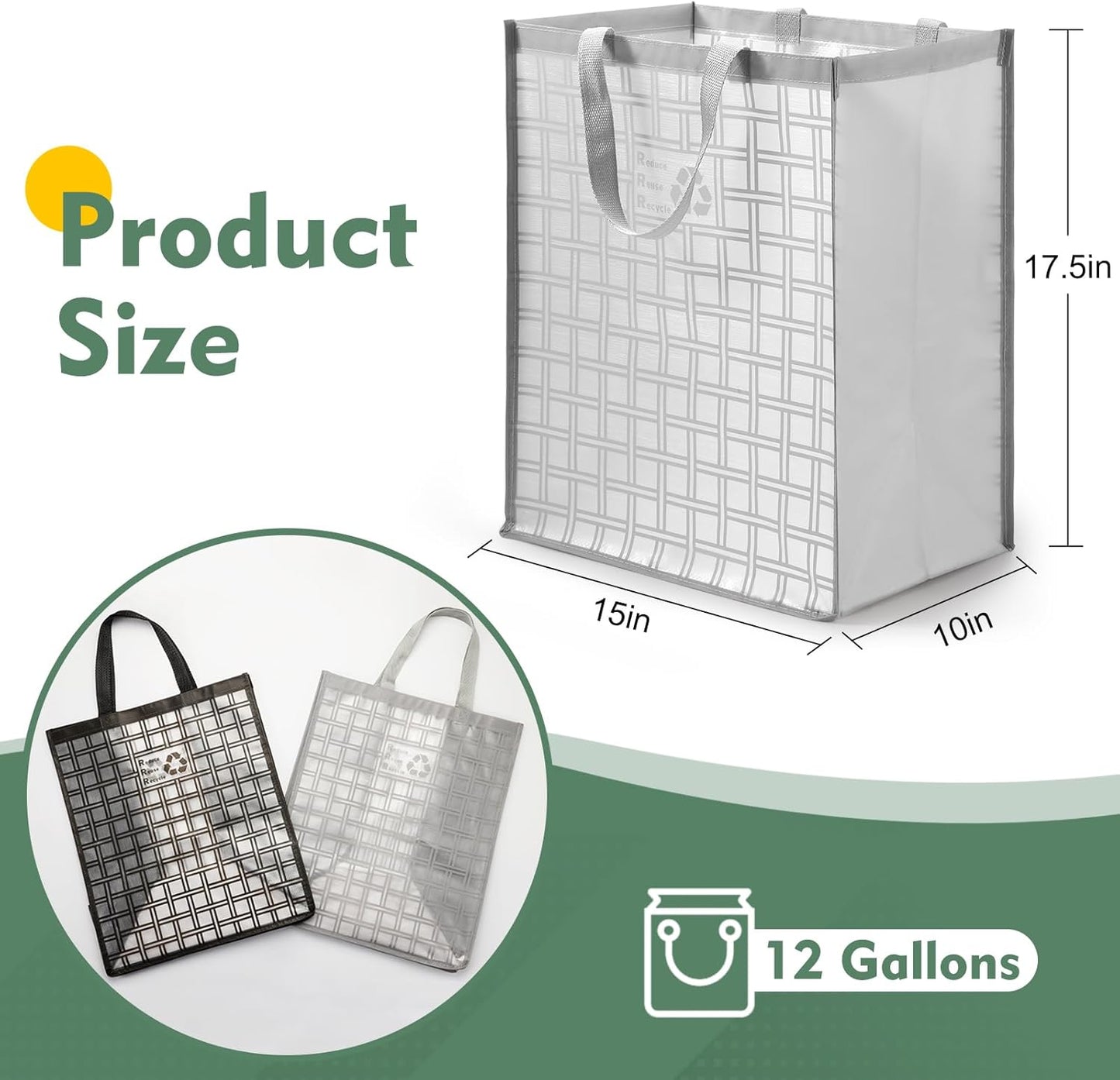 Lily queen Recycle Bin Bags for Kitchen Home Trash Cans Sorting Bins 12 Gallon Set of 2