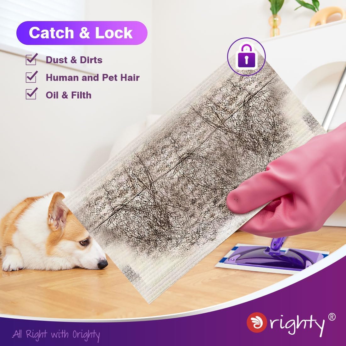 Orighty Dry Mop Pads Refill Compatible with Swiffer WetJet, Multi-Layer Mopping Pads, Multi Surface WetJet Hardwood Floor Cleaner Spray Mop Pads Refills, 48 Count