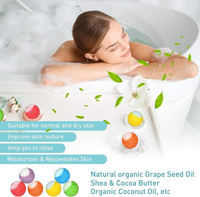 30 Pcs Bath Bomb Gift Set, Natural Organic Mini Bath Bombs, Handmade with Rich Fizz - Birthday Gift for Kids/Women/Men, Mother's Day, Ideal Gift for Valentine's Day