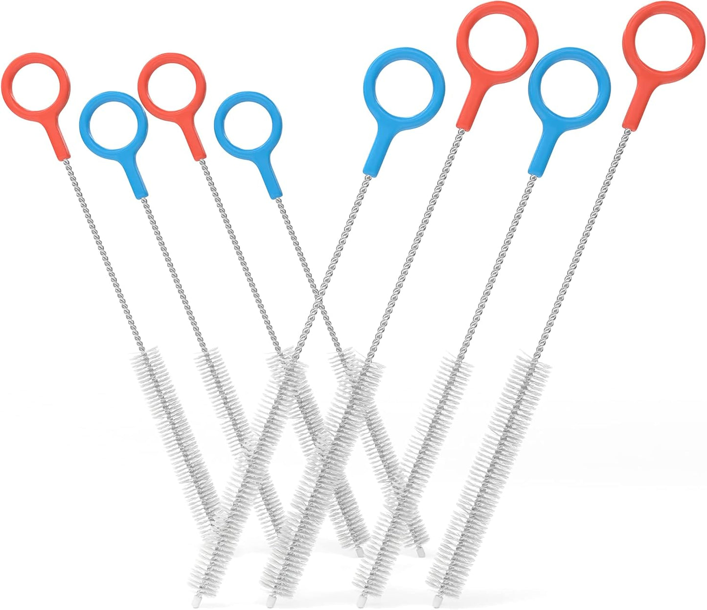 Heavy Duty Cleaning Brushes Set of 8 - Extra Long Straw Cleaners for Metal and Plastic Reusable Drinking Straws, to Clean Small Spaces, Sippy Cups, Water Bottles - Sturdy Hard Brush Bristles