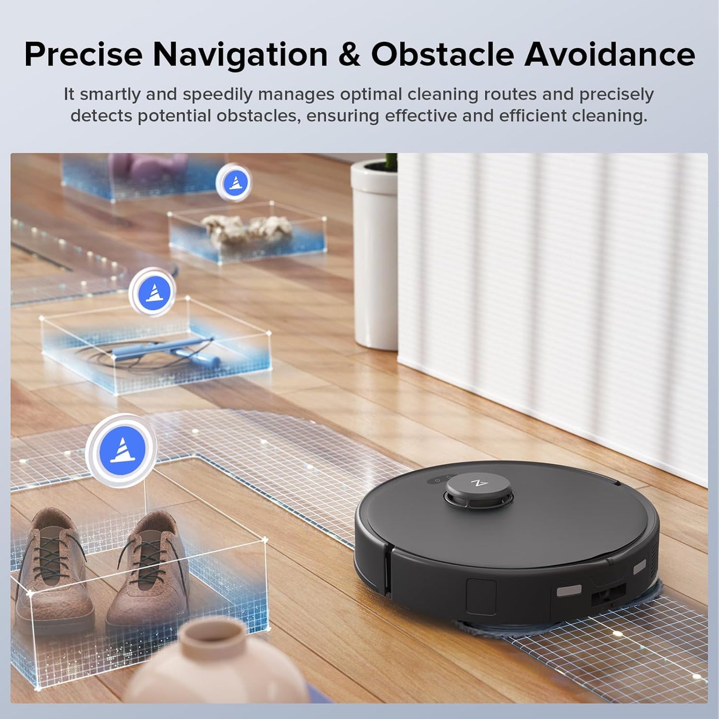 Roborock Qrevo Edge S5A Robot Vacuum and Mop, 18,500Pa, Zero-Tangling, DuoDivide Main Brush, FlexiArm Side Brush, Hot Water Mop Washing & Self-Cleaning, Warm Air Drying, Self-Emptying, Black